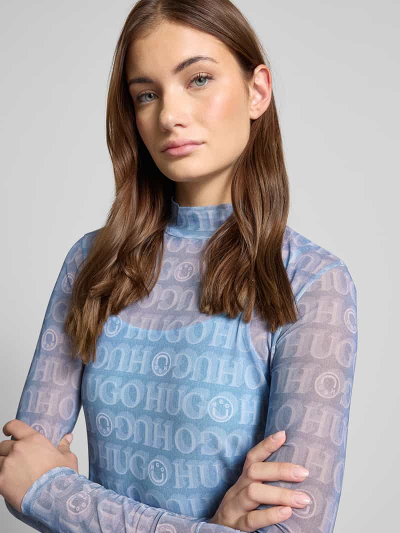 Hugo Blue Mini-jurk met opstaande kraag model 'Elyah'
