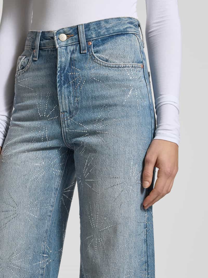 Only Loose fit jeans van zuiver katoen met strass-steentjes model 'HOPE'