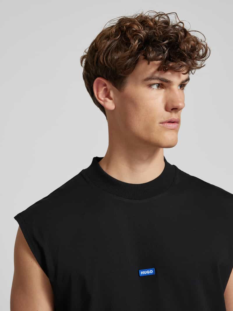 Hugo Blue Tanktop met labeldetail model 'Navertz'