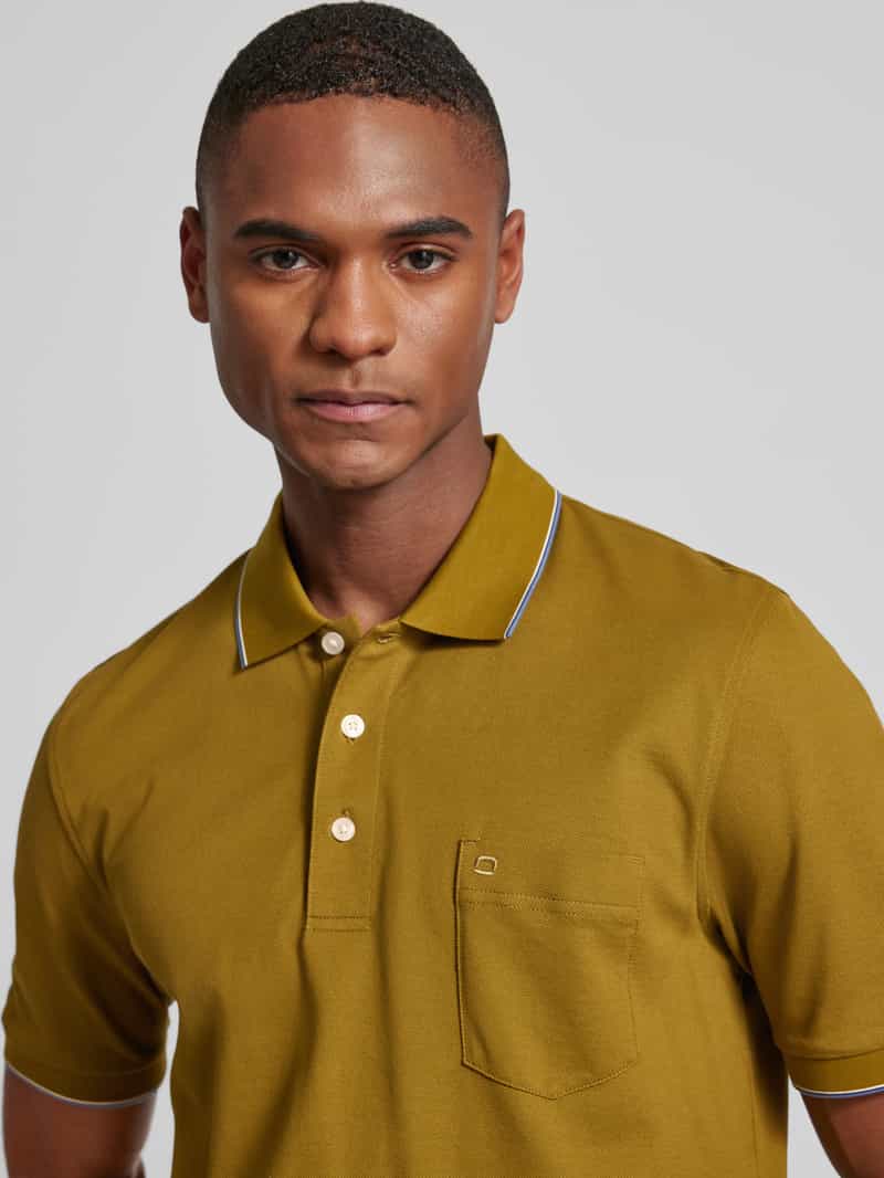 OLYMP Level Five Poloshirt met borstzak en labelstitching