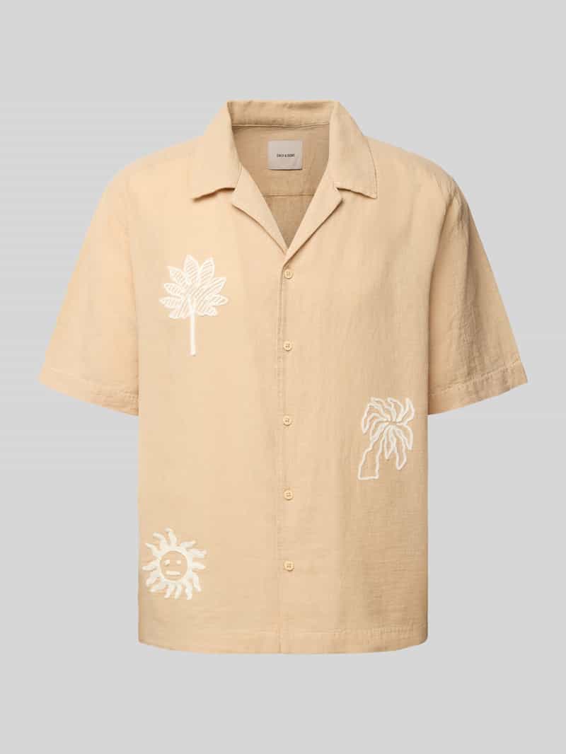 Only & Sons Regular fit linnen overhemd met motiefstitching model 'CAIDENLY'