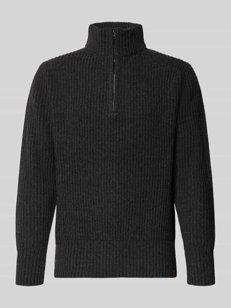 G-Star Raw Gebreide pullover van lanawolmix met opstaande kraag en ritssluiting