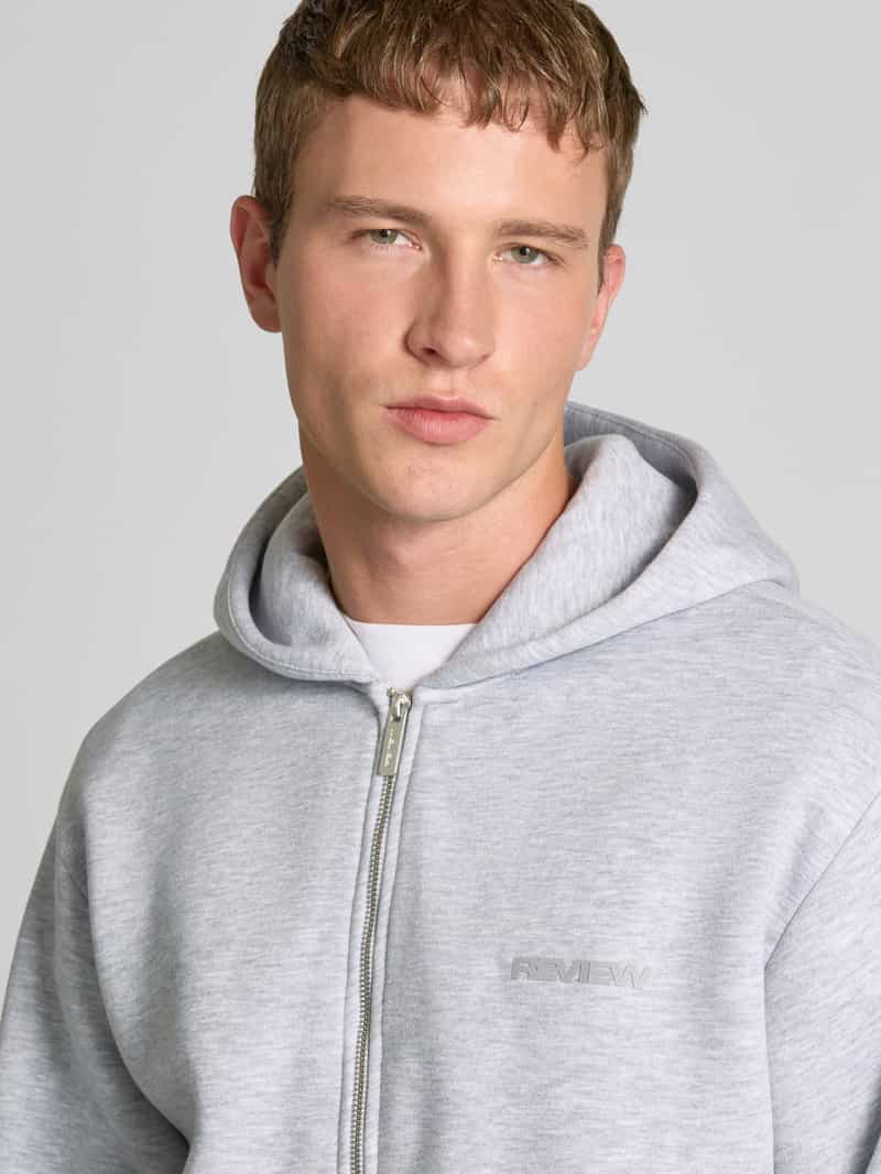 REVIEW Regular fit sweatjack met logo-applicatie