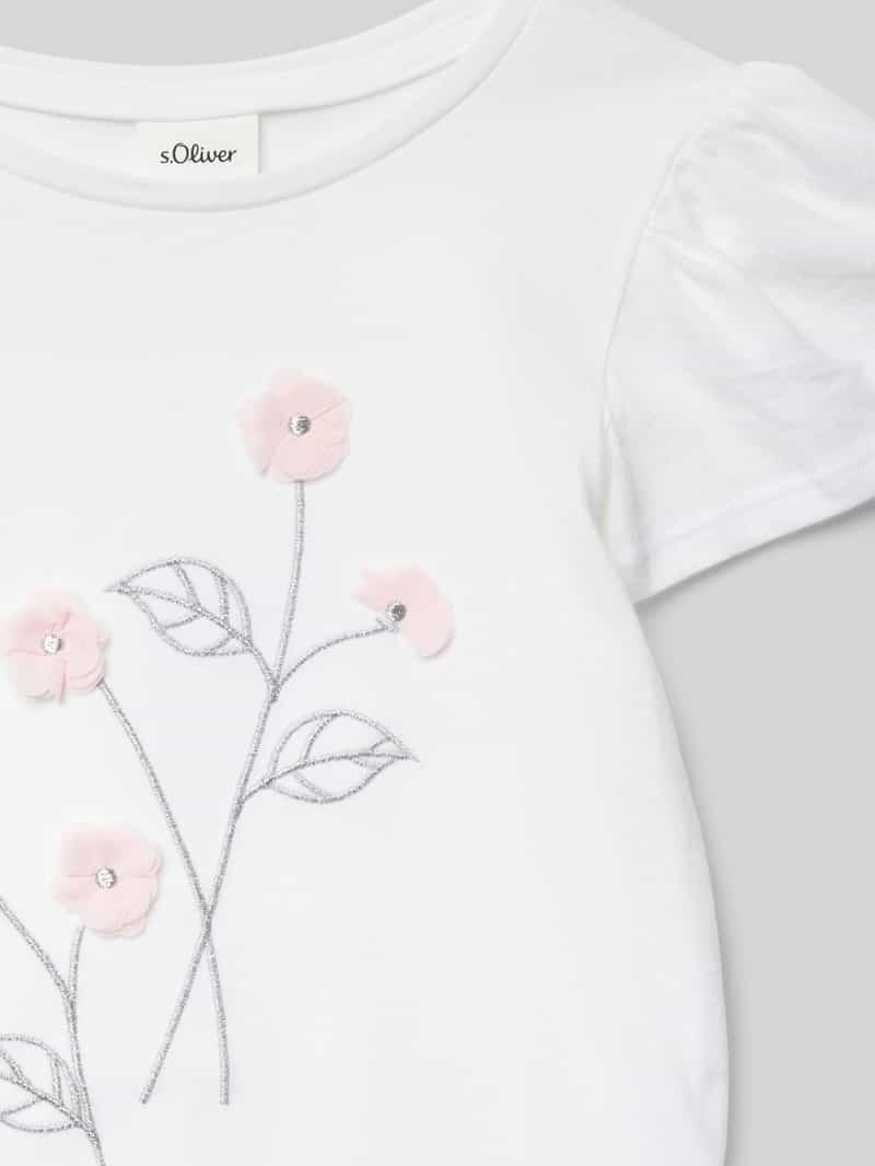 s.Oliver RED LABEL Relaxed fit T-shirt van puur katoen met borduursel van effectgaren