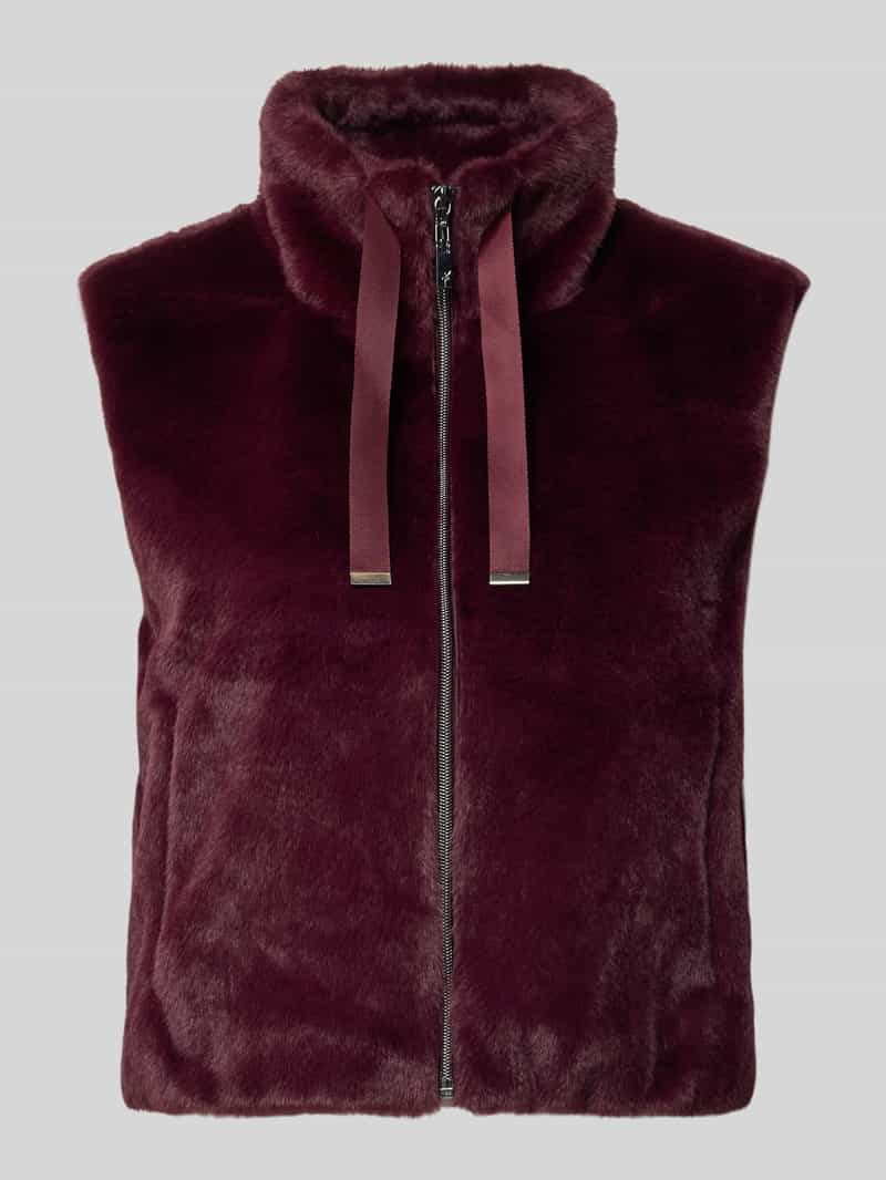 Monari Bodywarmer van imitatiebont met opstaande kraag