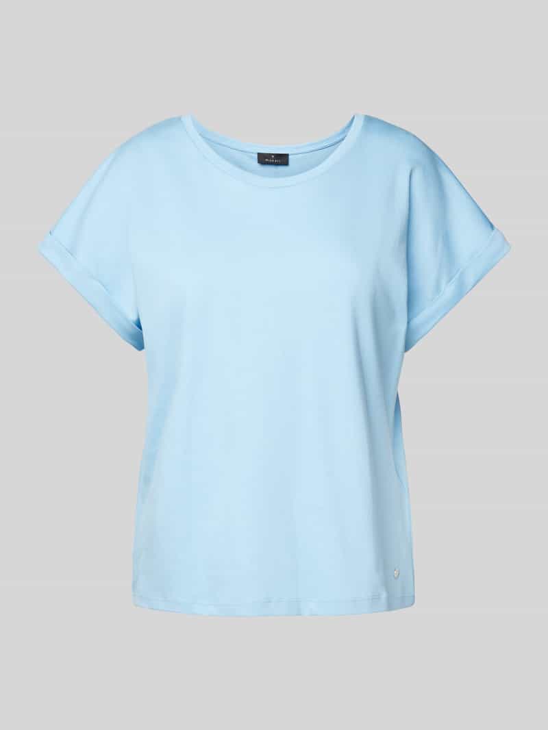 monari T-shirt met geribde ronde hals