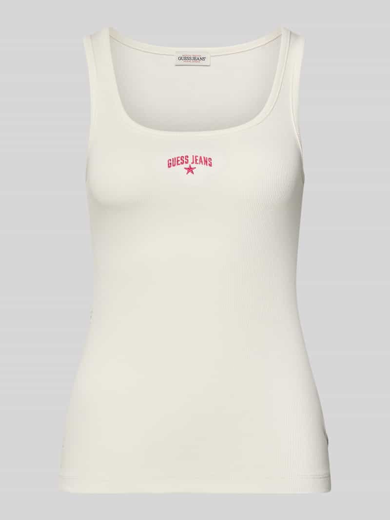 Tanktop in riblook met labelstitching