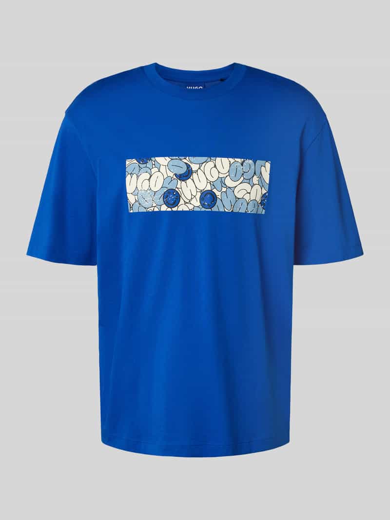 Hugo Blue T-shirt met motiefprint model 'Nurix'