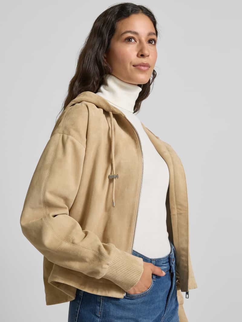 Boss Regular fit leren jack van fijn schapensuède model 'SALASA'