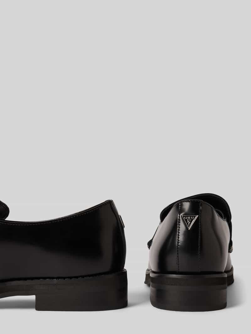 Guess Loafers van leermix met logo-applicatie model 'Bart'