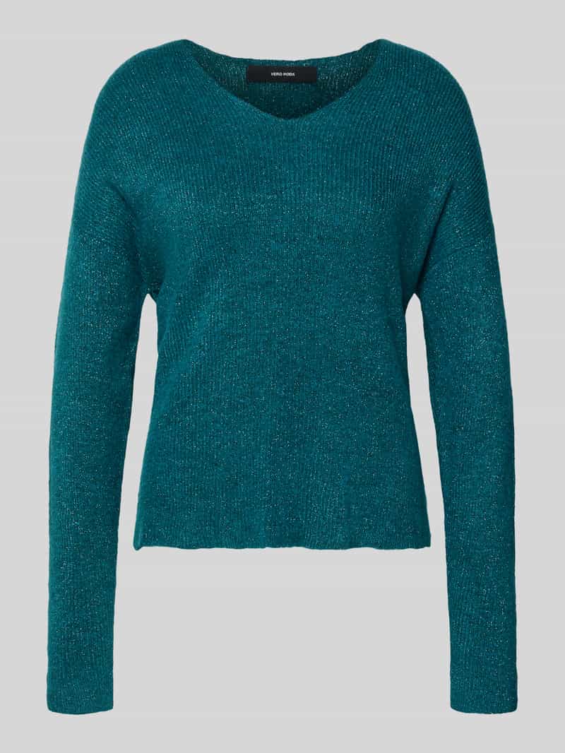 Vero Moda Regular fit gebreide pullover met V-hals model 'CREWLEFILEGLITTER'