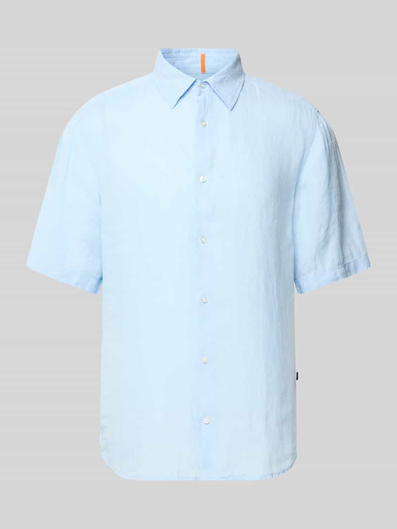 Boss Orange Regular fit linnen overhemd met 1 2-mouwen model 'Rash'