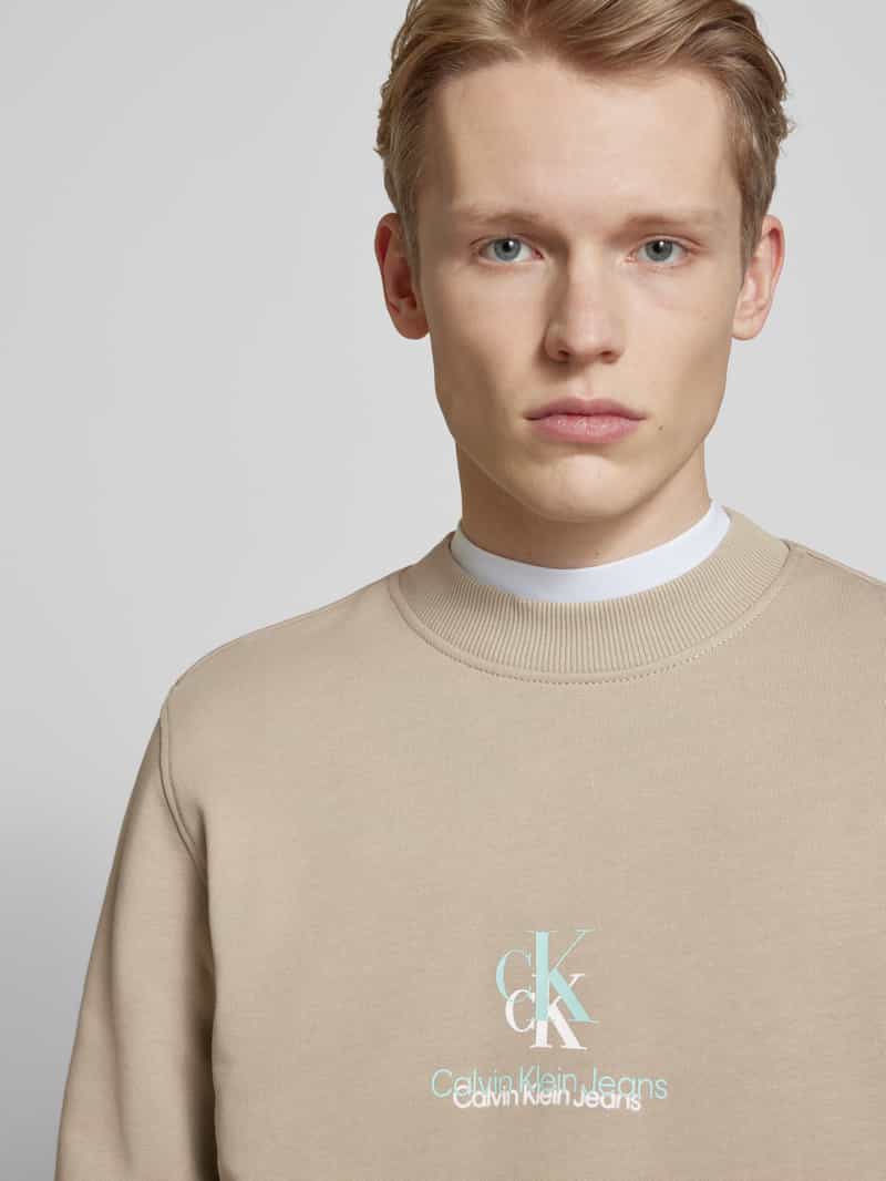 Calvin Klein Jeans Sweatshirt van puur katoen met opstaande kraag