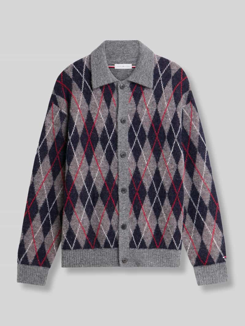 Tommy Hilfiger Gebreid jack van alpaca met overhemdkraag
