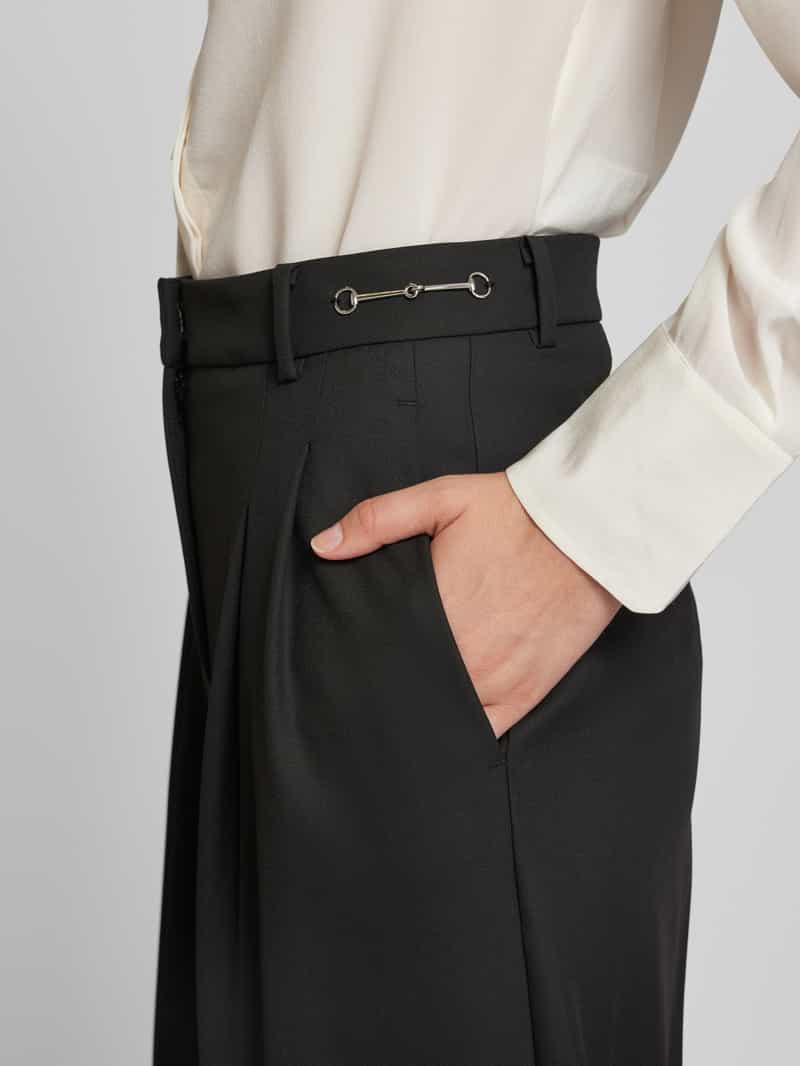 CAMBIO Wide leg stoffen broek met bandplooien model 'ANNY'