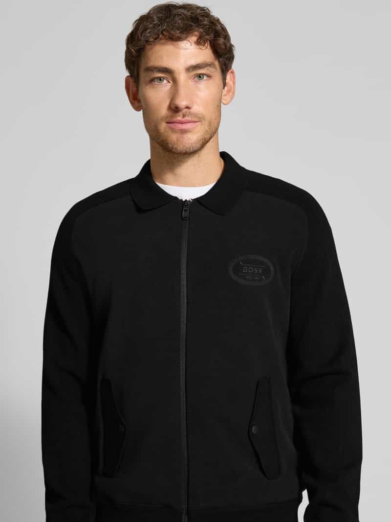 BOSS Green Relaxed fit gebreid jack van viscosemix model 'HOLE'