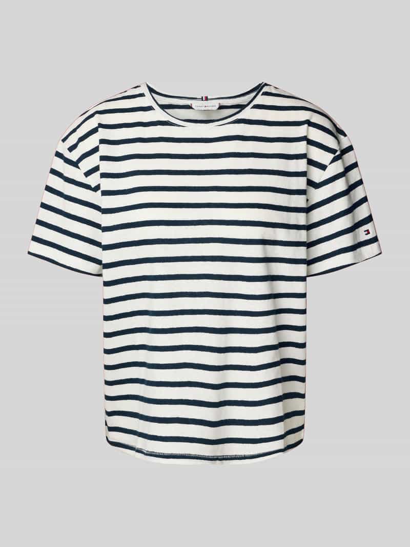 Tommy Hilfiger Relaxed fit T-shirt van een mix van linnen en katoen