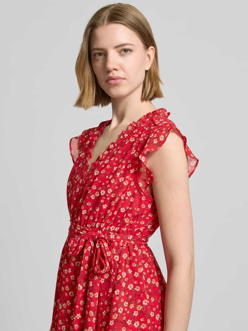 Apricot Minijurk met een all-over bloemenprint lichtrood, foto 4