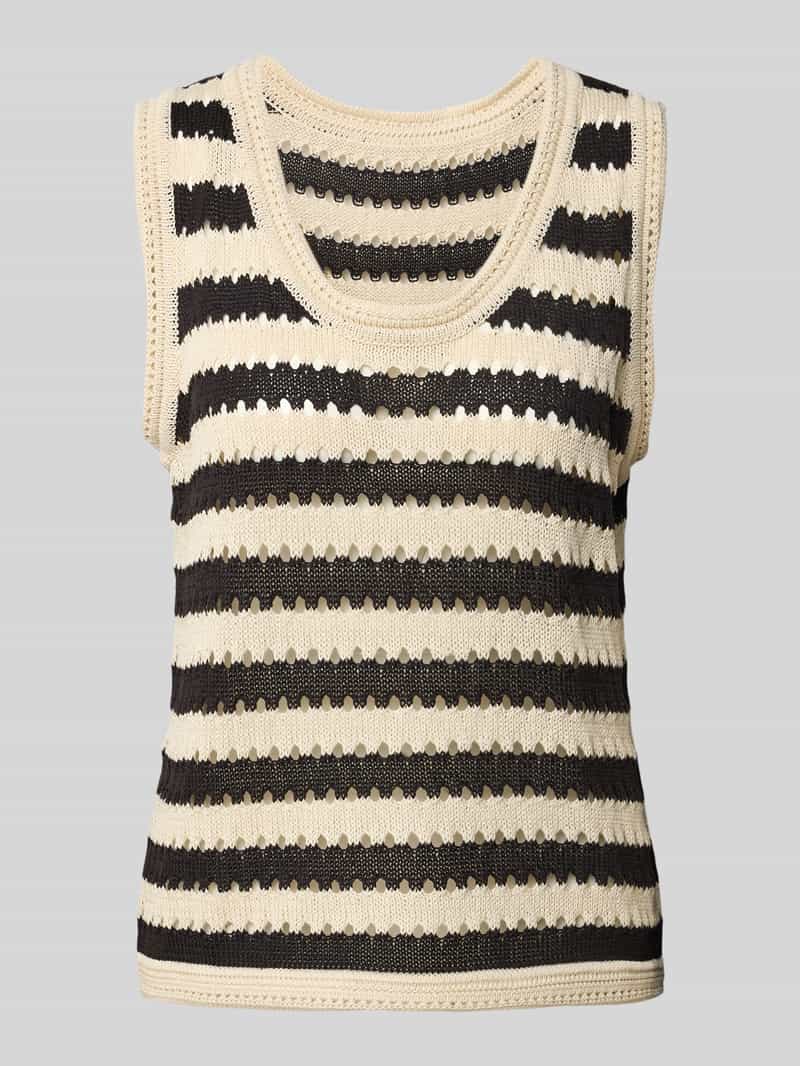 Ichi Gebreide top met ronde hals model 'BIRDIS'