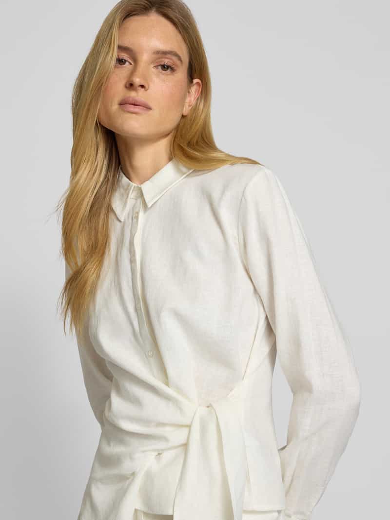 GUIDO MARIA KRETSCHMER WOMAN Slim fit linnen blouse met knoopdetail model 'MATHILDA'