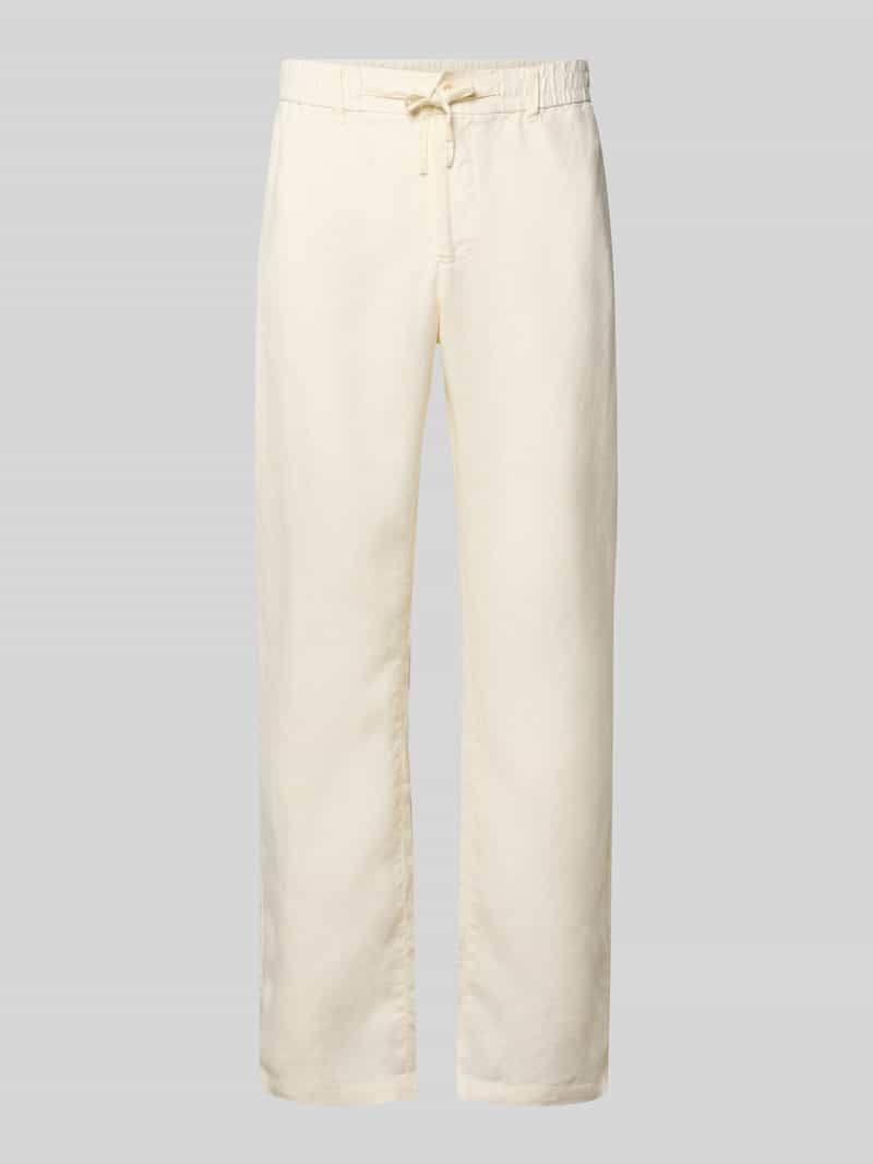 regular fit linnen broek met elastische band