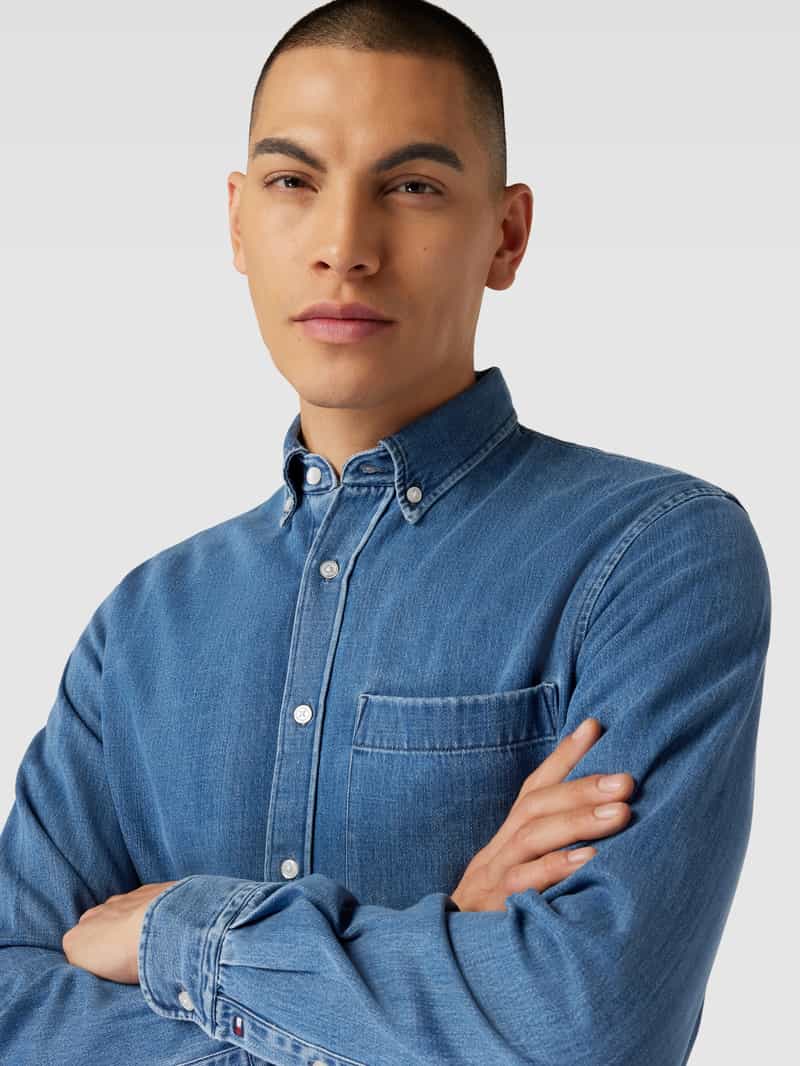 Tommy Hilfiger Regular fit jeansoverhemd met borstzak
