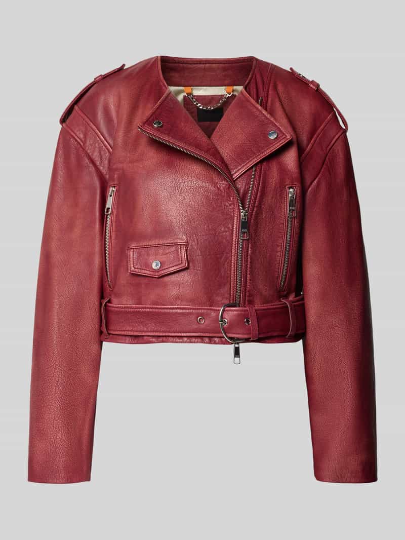 Boss Orange Regular fit leren jack van echt buffelleer model 'SADORA'