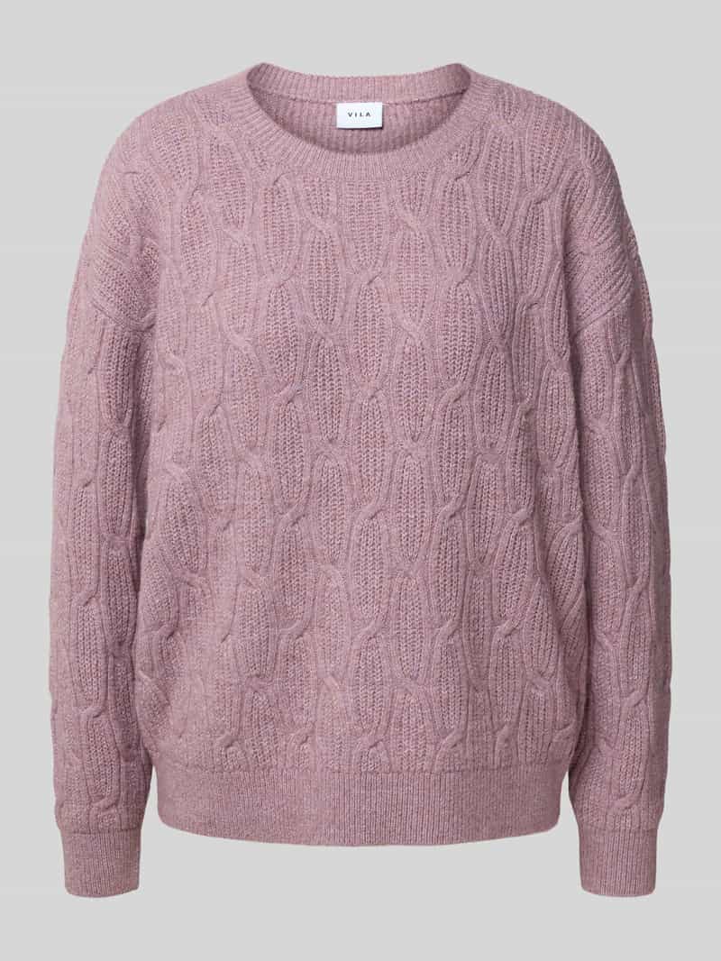 Vila Gebreide trui SSIA O-NECK L/S CABEL KNIT TOP -NOOS