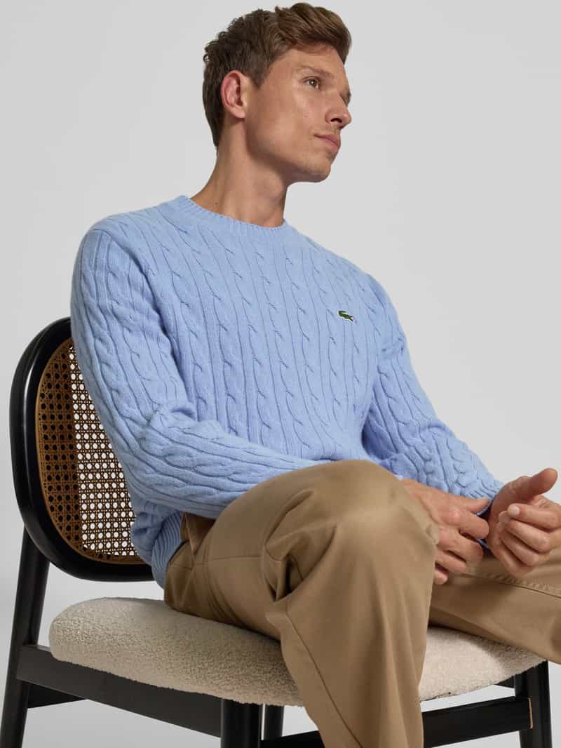 Lacoste Regular fit gebreide pullover van pure wol