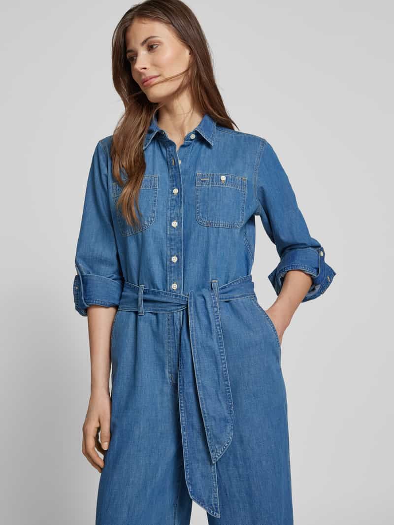Lauren Ralph Lauren Jumpsuit in denimlook met strikceintuur model 'CRISELDA'