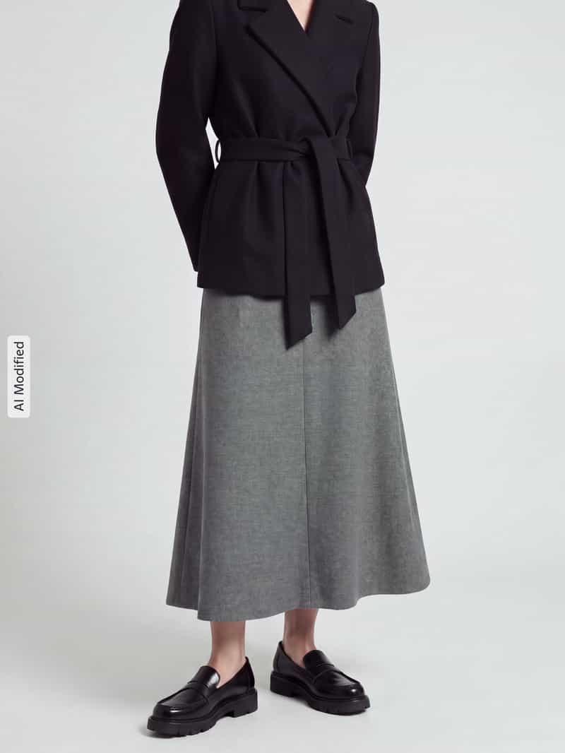 SEDUCTIVE Uitlopende midi-rok met mix van viscose en wol model 'BOBBY'