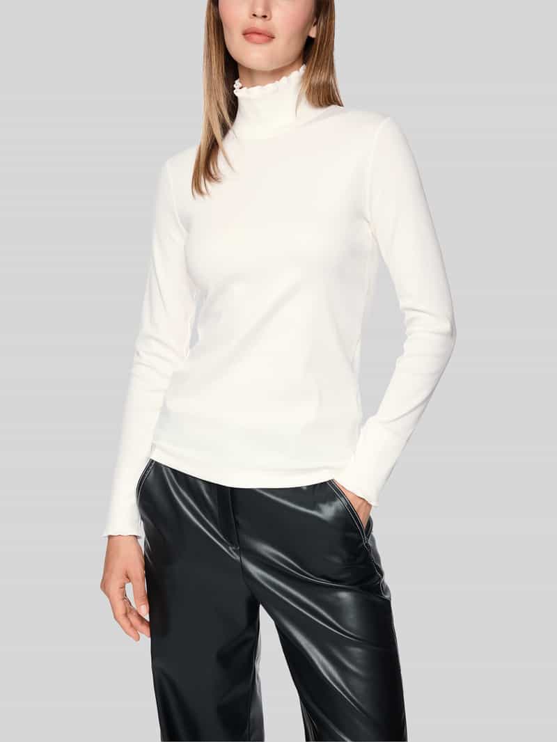 Marc Cain Slim fit shirt met lange mouwen met kraag met ruches