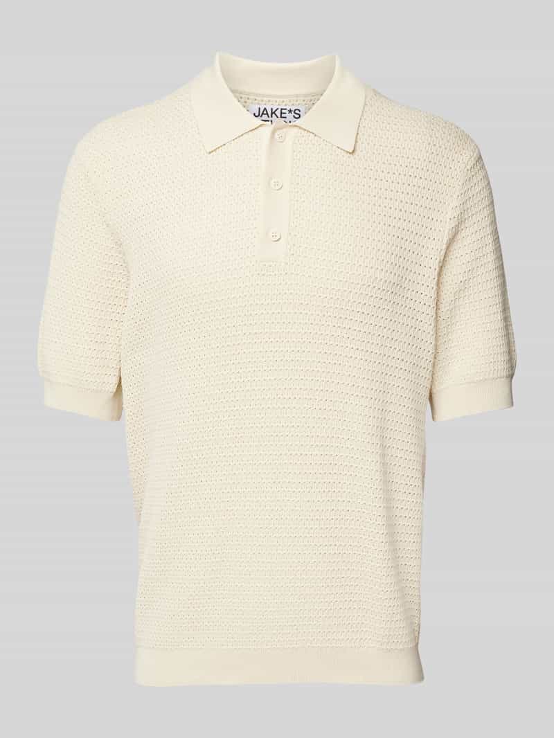 Poloshirt  van viscosemix met structuurmotief