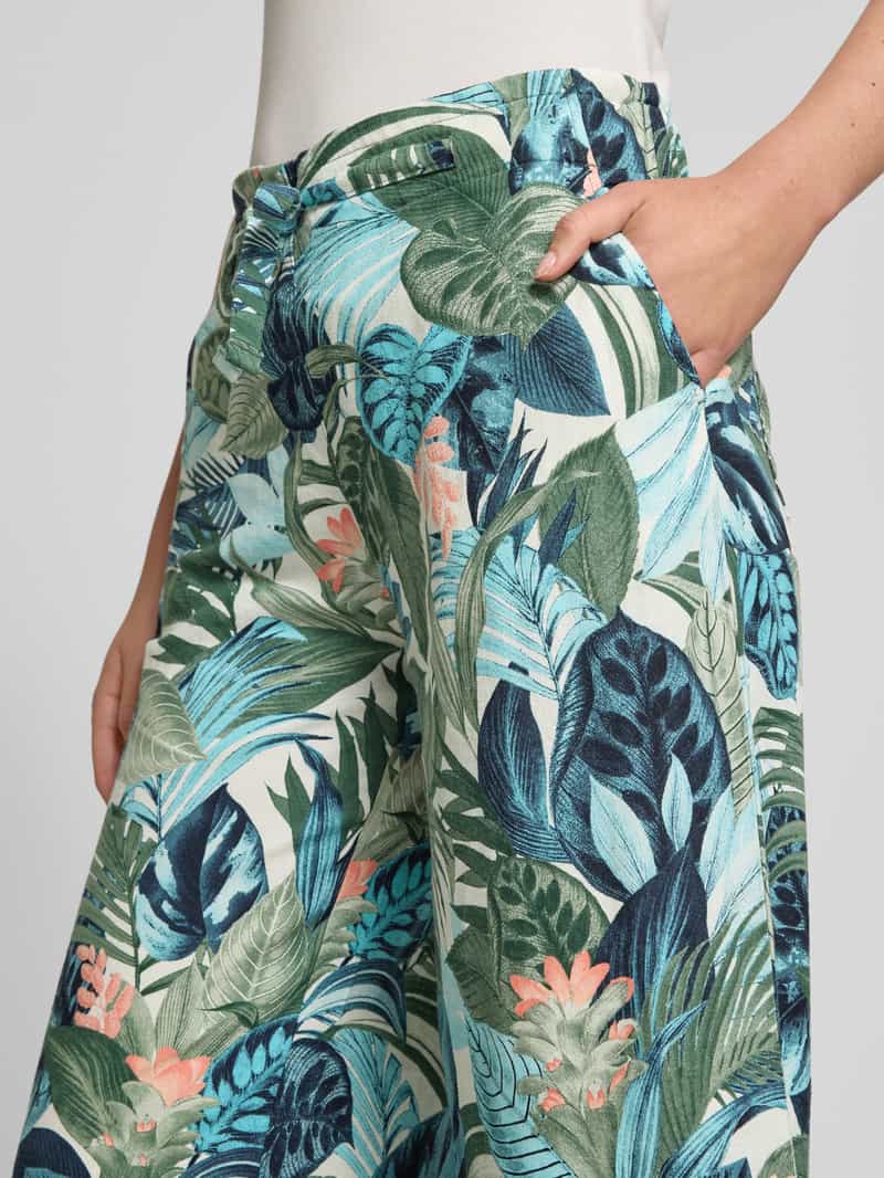 Christian Berg Woman Wide leg linnen broek met elastische band