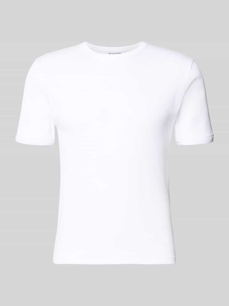 T-shirt in ribbel-look met ronde halslijn