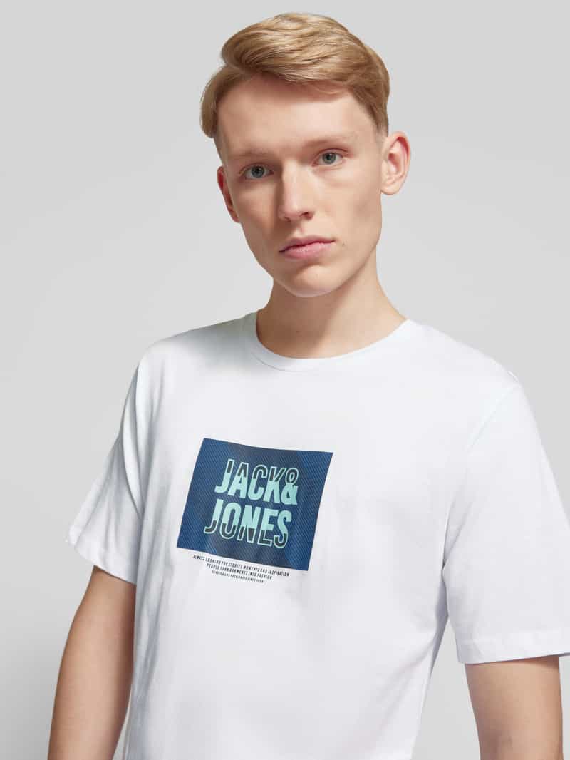 jack & jones T-shirt met labelprint model 'HUDSON'