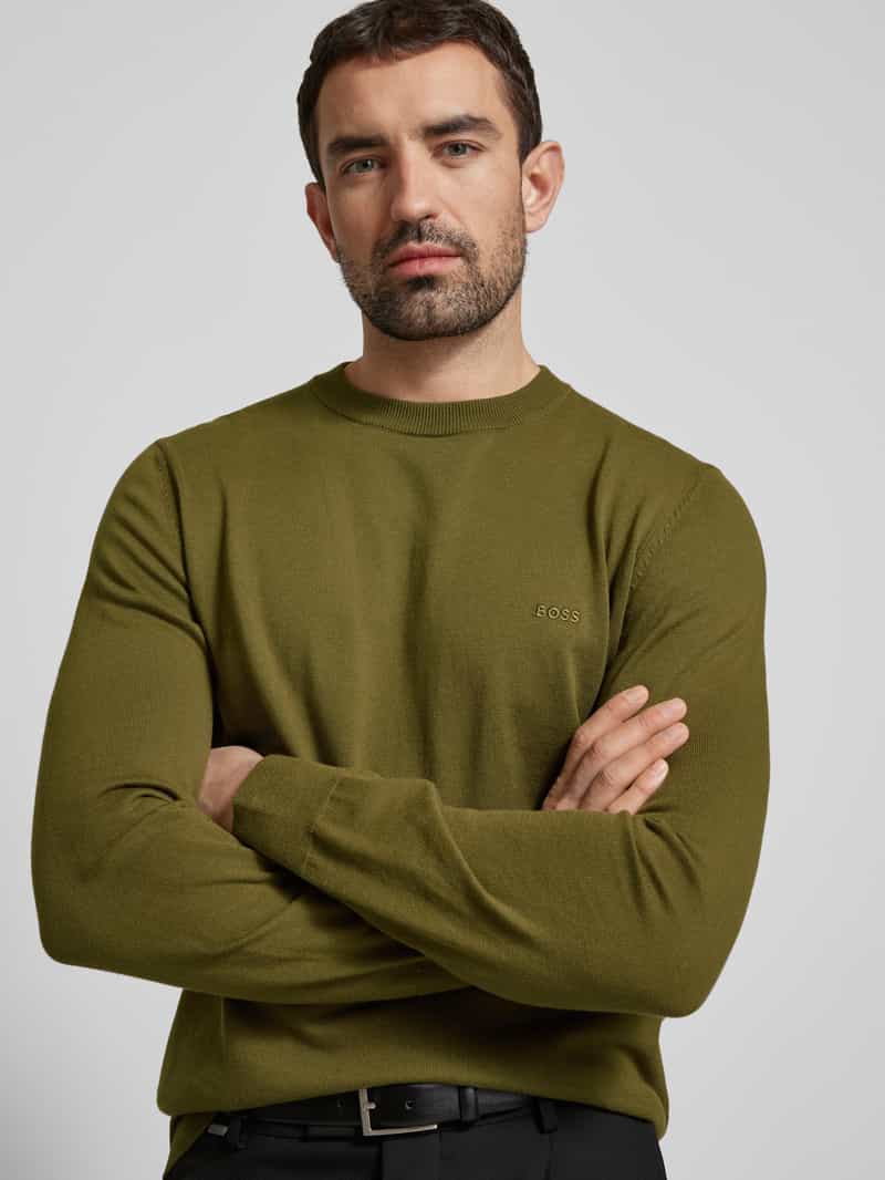 Boss Gebreide pullover met labelstitching model 'Pacas'