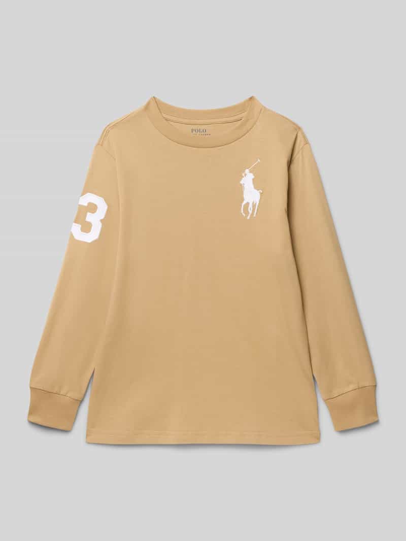 Polo Ralph Lauren Teens Shirt met lange mouwen labelstitching en ronde hals