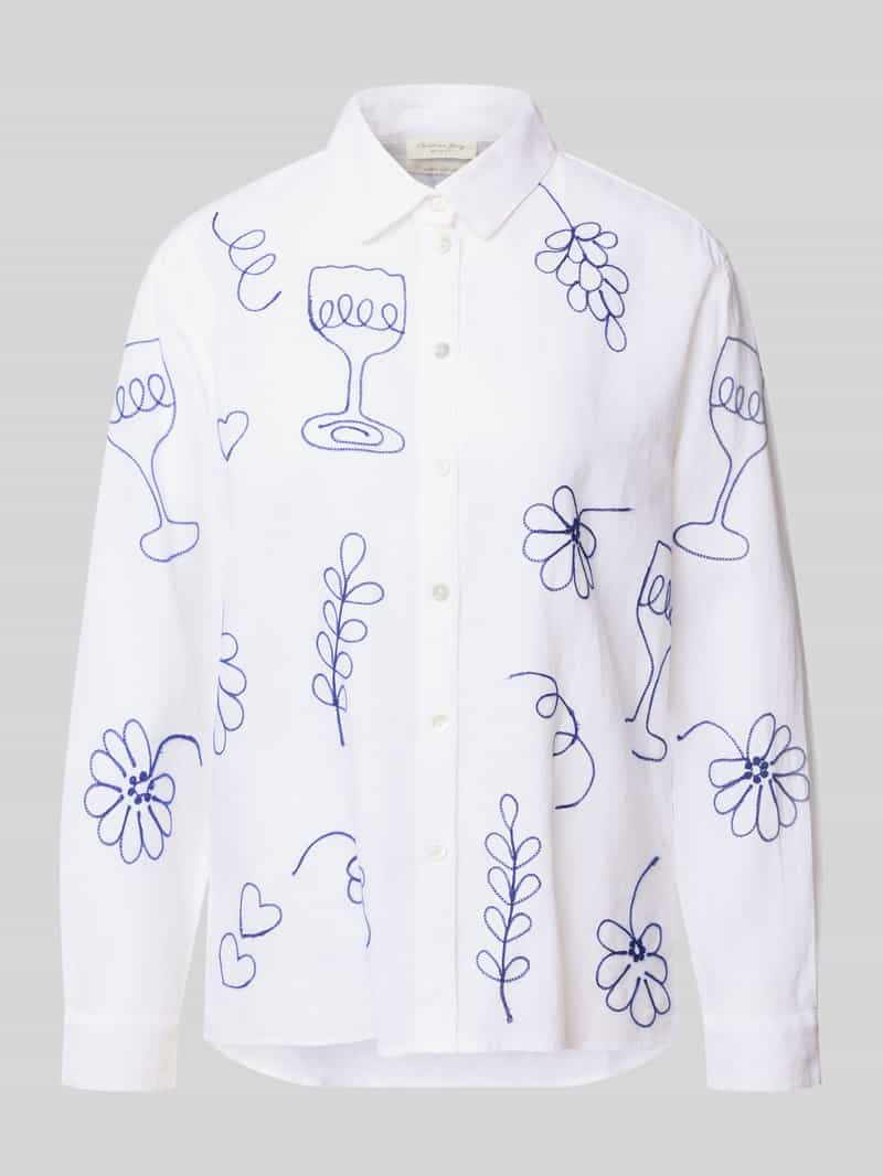 regular fit linnen blouse in all-over look