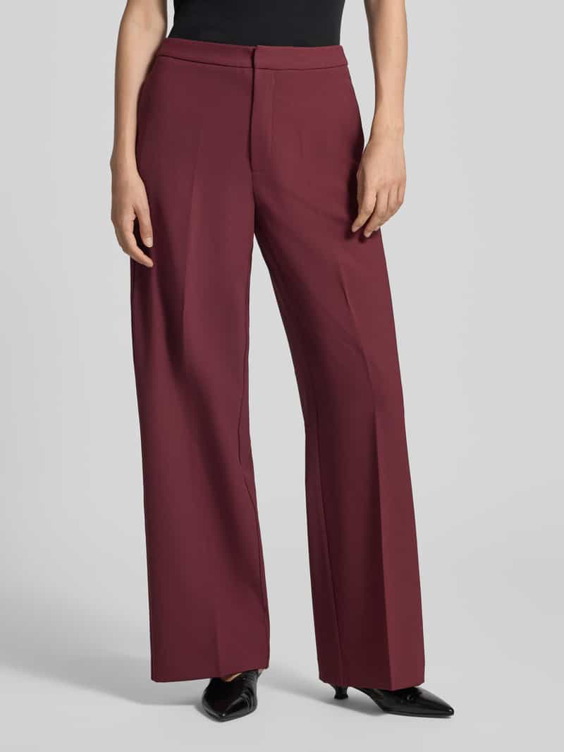 Mos Mosh wide fit broek met persplooien model 'Leya' bordeaux, foto 4