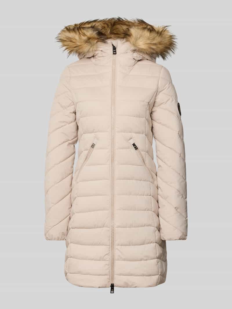 Superdry Regular fit gewatteerde lange jas met imitatiebont model 'Fuji'