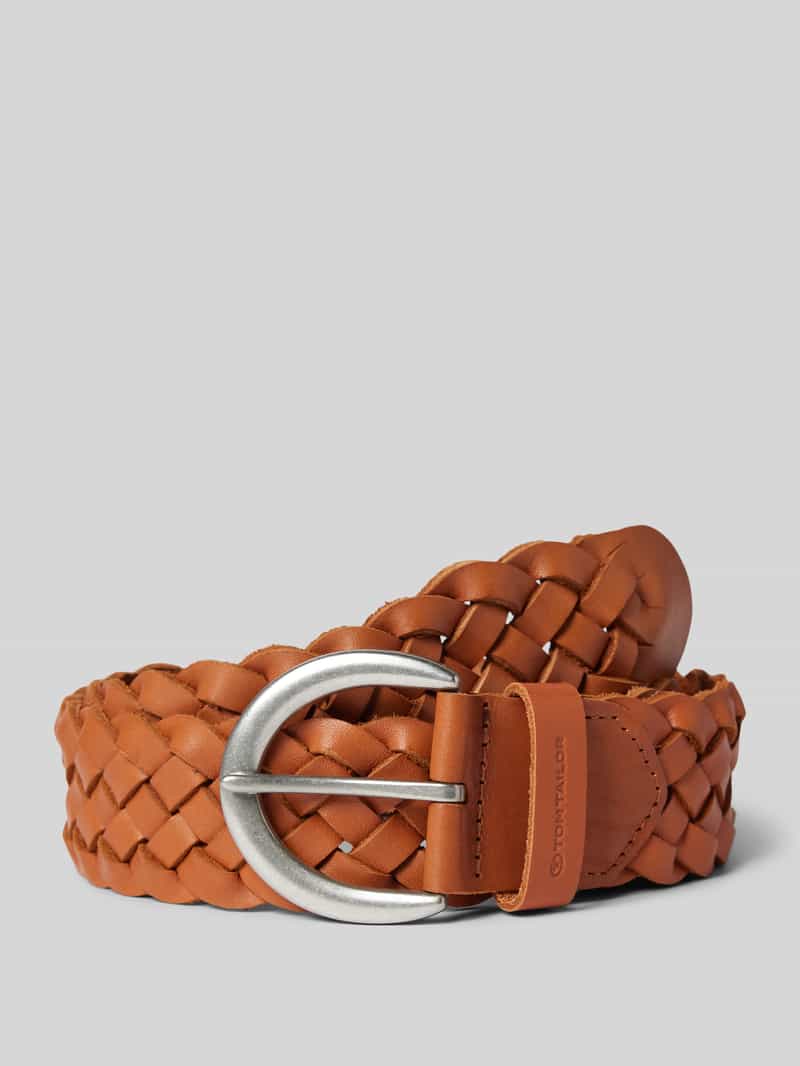 Gevlochten riem van echt leer in used-look
