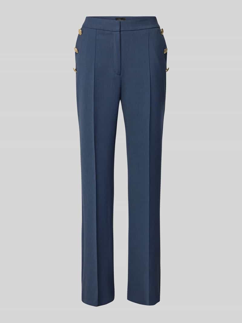 s.Oliver BLACK LABEL Regular fit pantalon met viscose hoge taille en decoratieve knopen