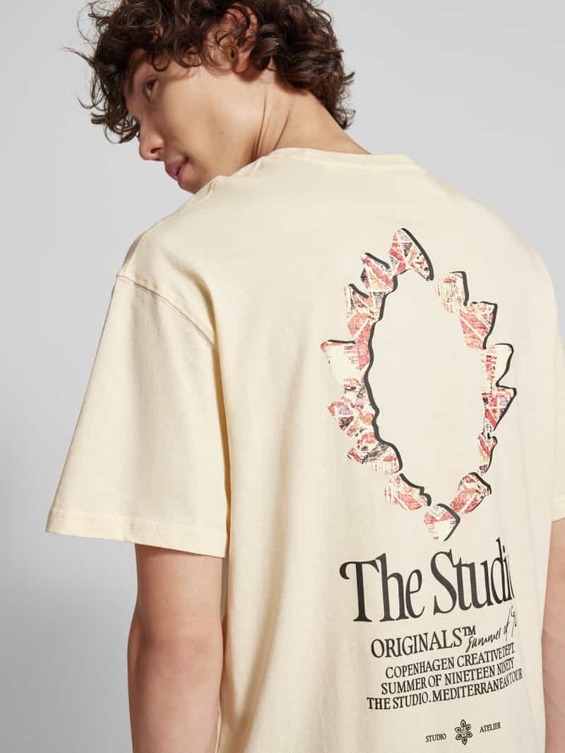 jack & jones Oversized T-shirt met geribde ronde hals model 'NOTO'