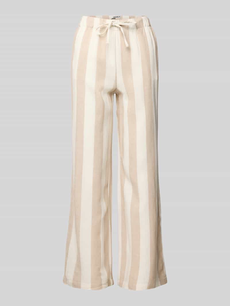 Only Wijde broek van een mix van viscose en linnen model 'CARO'