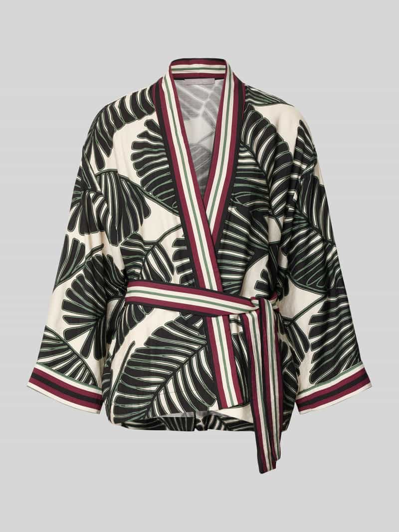 kaftan van viscosemix met florale all-over print