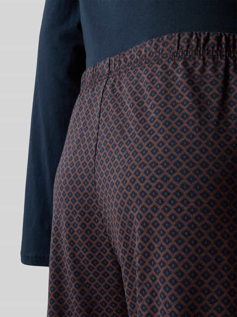 Schiesser Relaxed fit pyjama met borstzak model 'Comfort Essentials'