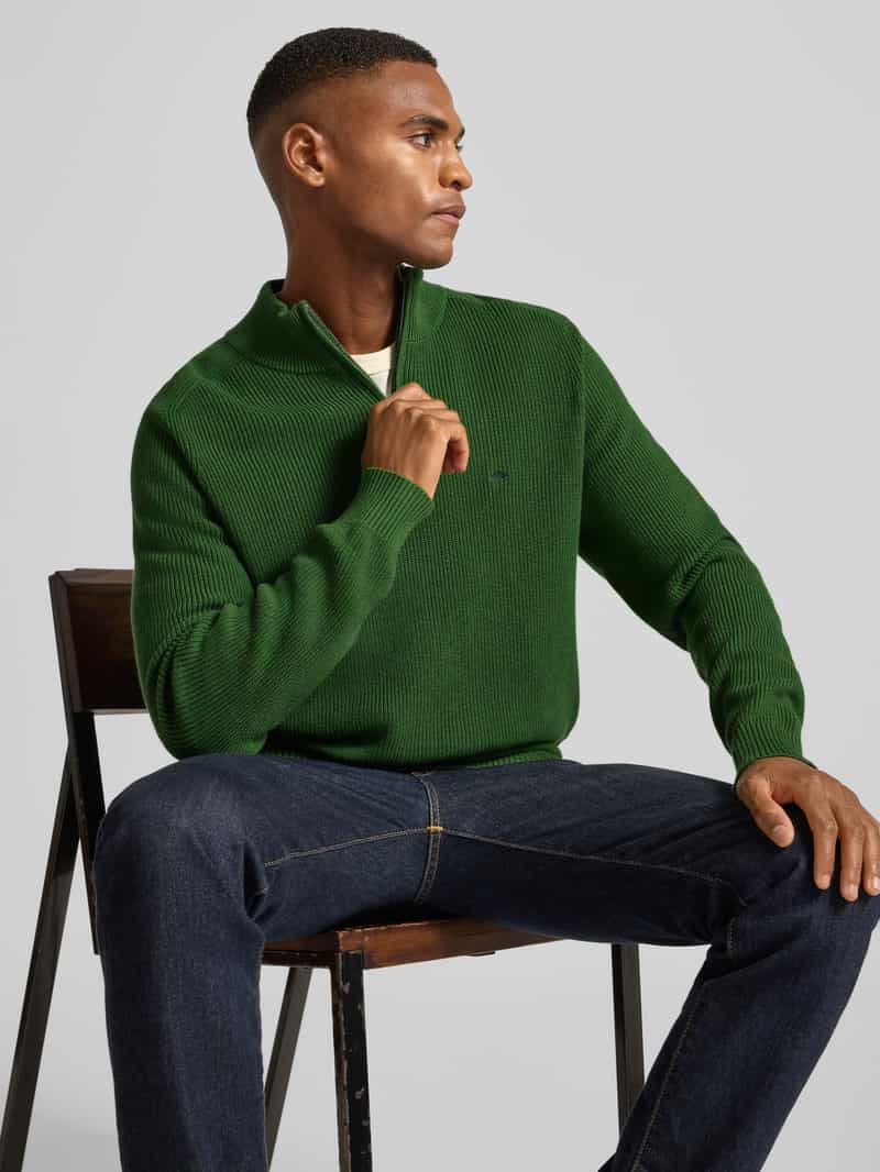 FYNCH-HATTON Gebreide pullover met schipperskraag en labelstitching