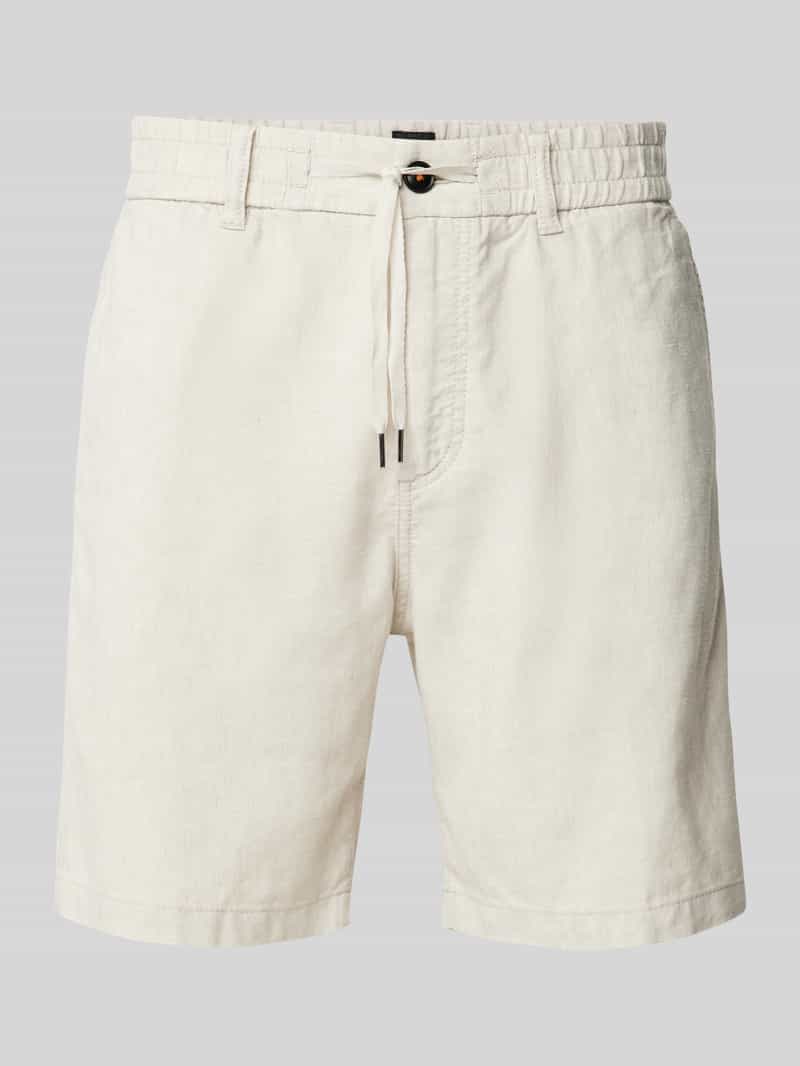 Boss Orange Tapered fit korte linnen broek met elastische band