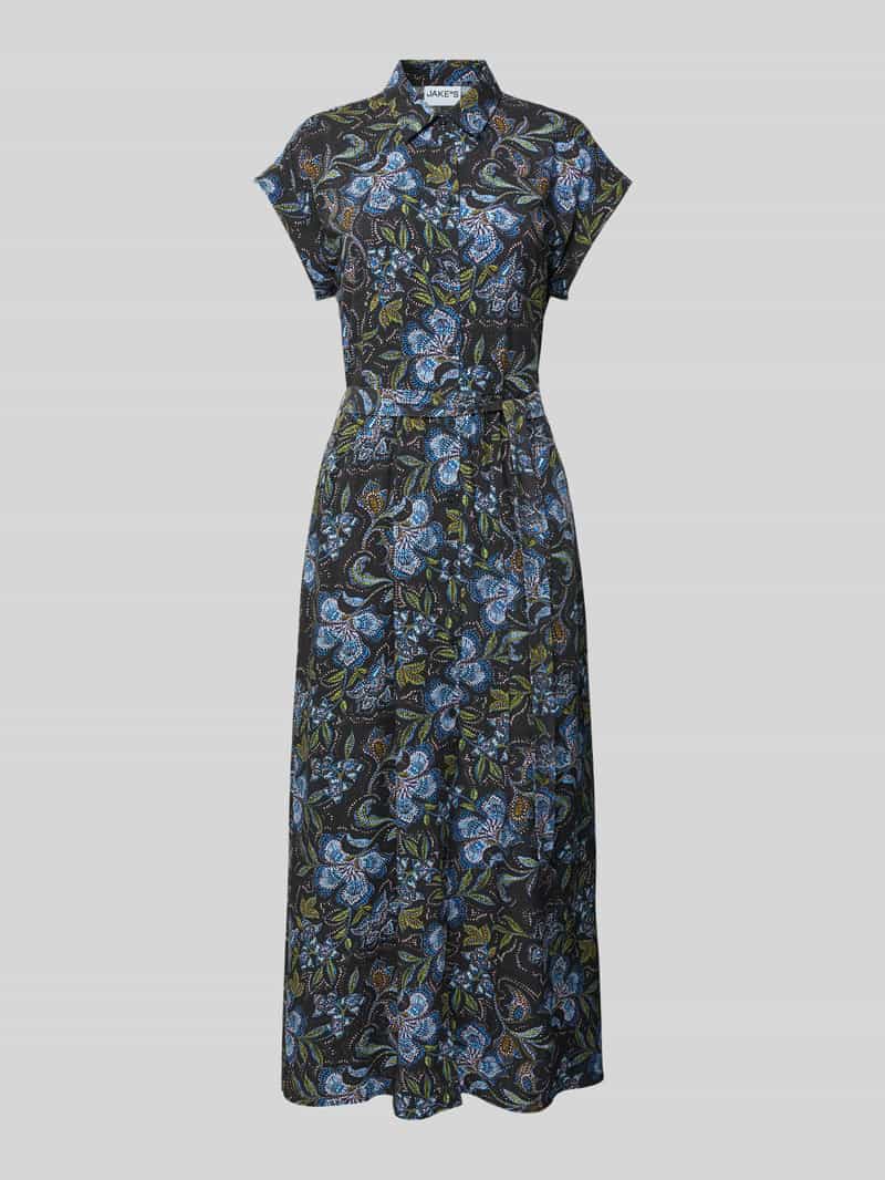 Jake*s Casual Overhemdjurk van viscose met strikceintuur